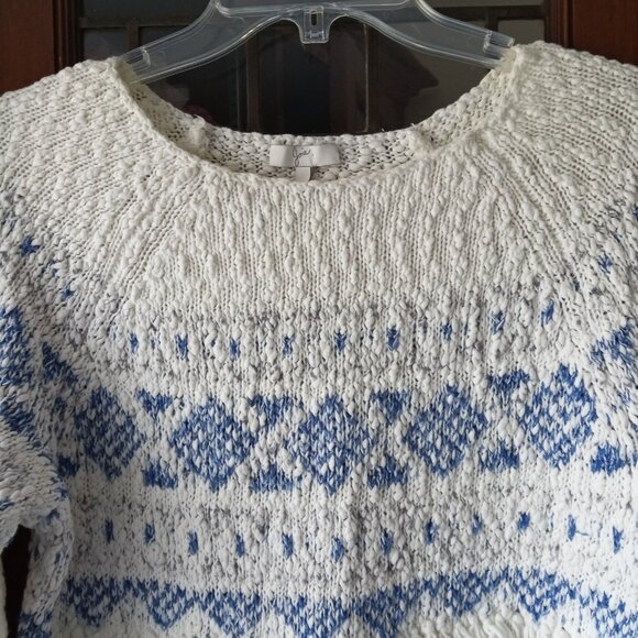 Joie Fringe Trim Boucle Crewneck Cotton Sweater sz S - Picture 3 of 9